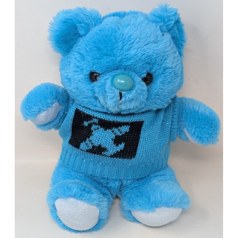 Vintage Fairview Teddy Bear Blue Wearing Sweater Plane Vintage 80s 1980s